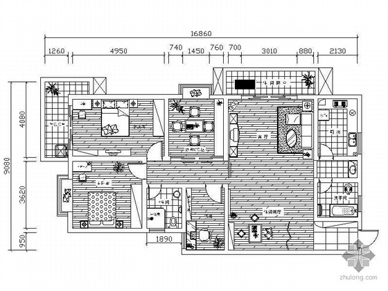 桂林设计方案资料下载-[桂林]某三居室设计方案
