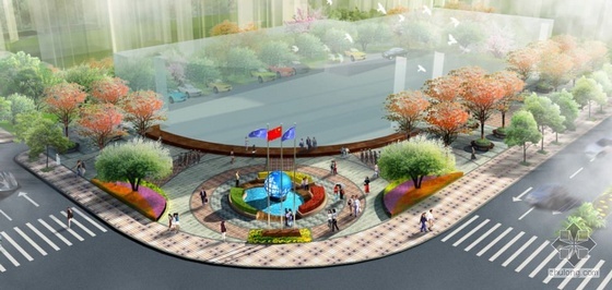 生态公园广场效果图资料下载-贵州一商业广场效果图