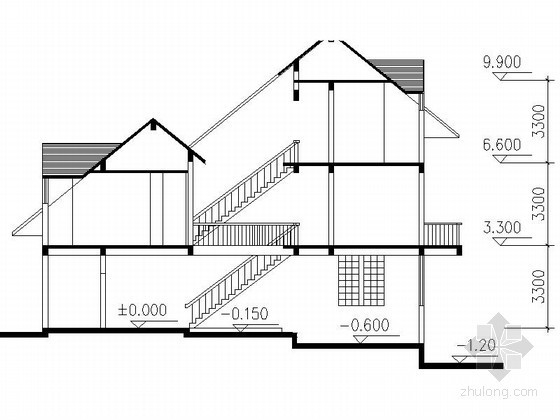 某二层双拼度假别墅建筑方案图（256平方米）- 