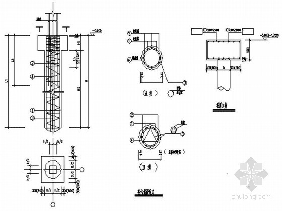 基础大样配筋资料下载-冲击钻孔灌注桩基础配筋及桩帽大样图