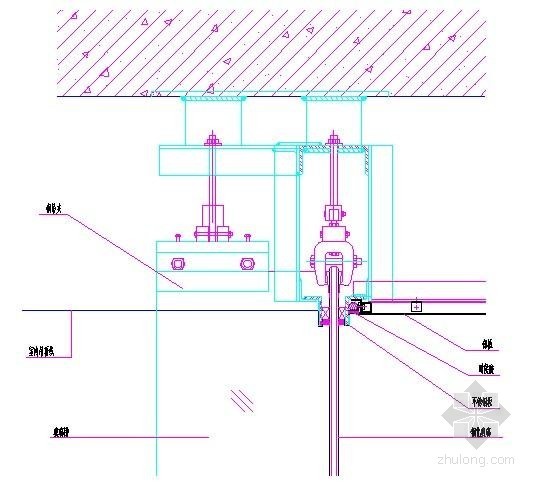 吊挂玻璃幕墙节点dwg资料下载-吊挂式全玻璃幕墙顶部节点