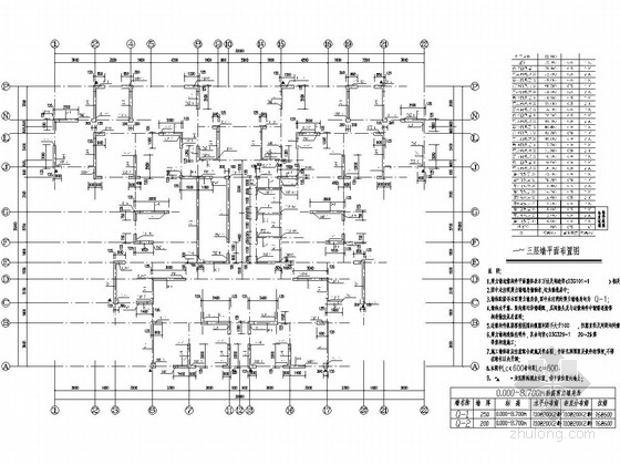 27层剪力墙结构廉租房住宅结构施工图-一-三层墙平面布置图 