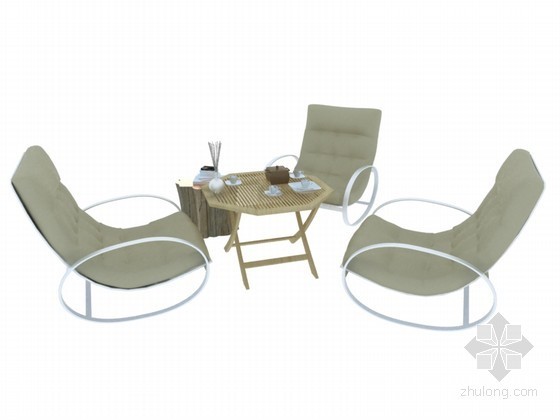 根雕茶台模型下载资料下载-休闲茶桌椅3D模型下载