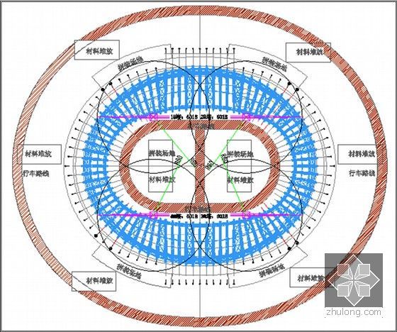 [西藏]文体中心体育场工程钢结构施工方案（空间桁架体系）-钢结构施工现场平面布置图