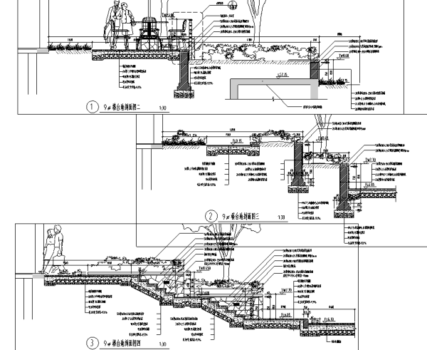 [浙江]滨江精工豪宅居住区屋顶花园景观设计全套园建施工图-楼间台地设计详图