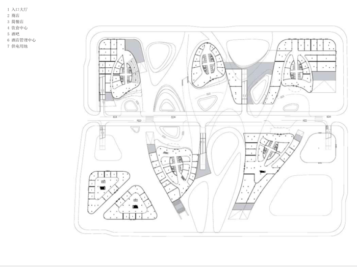 [浙江]超高层办公建筑概念设计方案文本（PDF+104页）-一层平面图