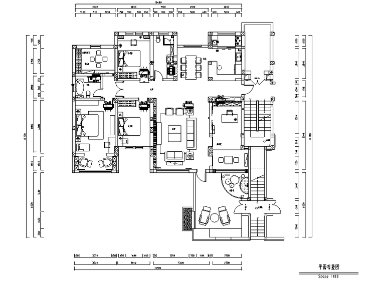 新中式过道吊顶效果图资料下载-[河北]新中式三居室样板间施工图(含效果图+模型)