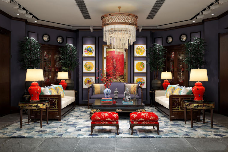 美式沙发布艺贴图资料下载-新古典客厅沙发|茶几|吊灯组合3D模型