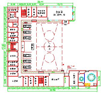 地铁临建专项施工方案（共60页）-项目部驻地房间布置图(一层)