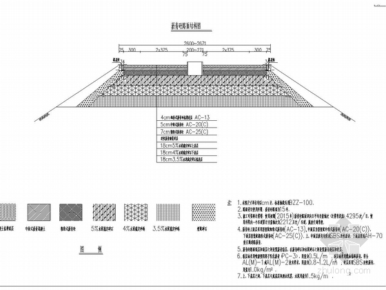 绕城四车道高速公路施工图初步设计300张CAD（隧道涵洞监控站交通）-主线路面结构设计图