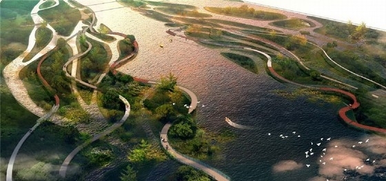 [浙江]滨水城市生态休闲中央公园景观规划设计方案-局部鸟瞰图 