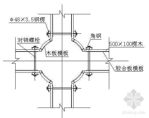 墙柱模板示意资料下载-园柱与墙、梁连接节点示意图