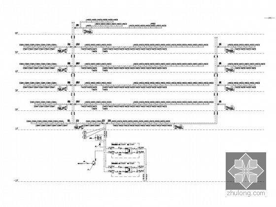 [浙江]多层商务楼空调通风及防排烟系统设计施工图（大院出品）-空调末端水系统流程图(二)