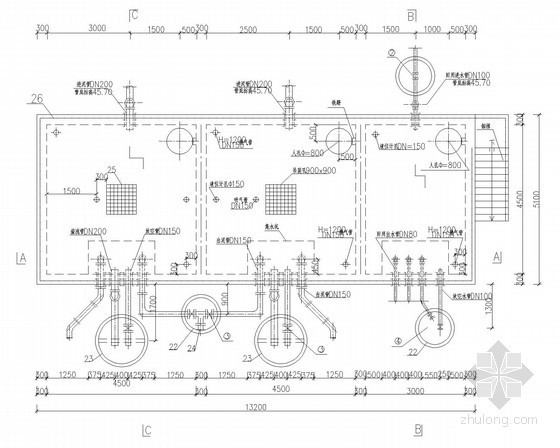 污水处理厂细格栅图资料下载-[湖北]污水处理厂水处理工艺设计图