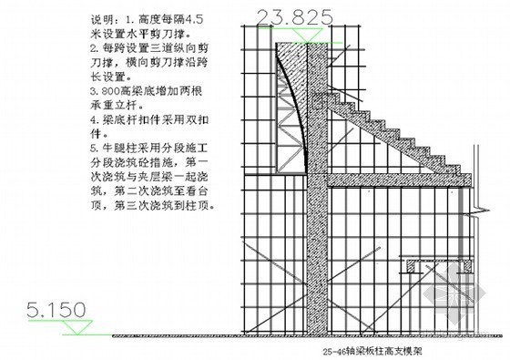 民用建筑钢筋施工方案资料下载-框架结构体育场看台高架支模施工方案