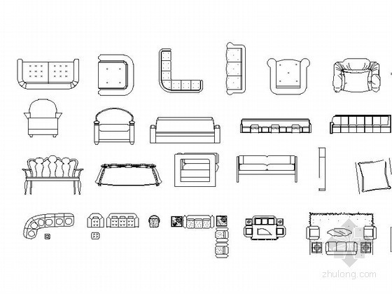 cad沙发平面资料下载-时尚沙发CAD图块下载