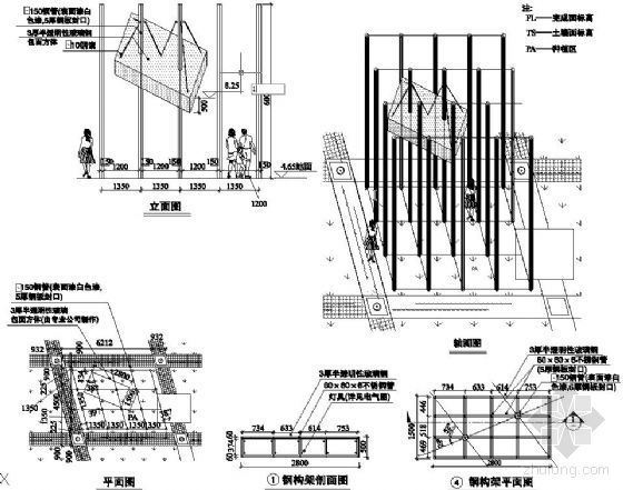 景观钢结构桥施工图资料下载-特色钢结构树阵景观柱施工图