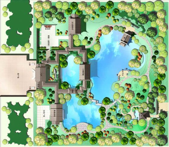 中国中层酒店设计资料下载-韩国中国岭南园林花园设计方案