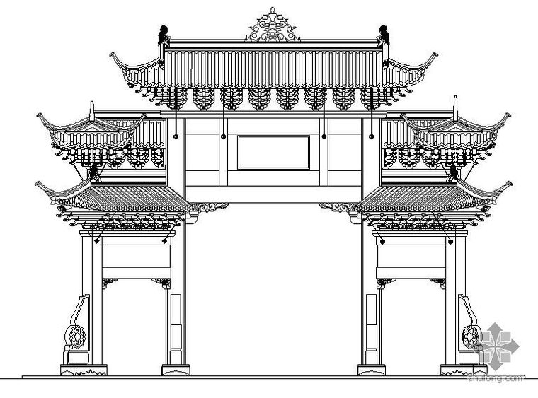 公园主入口CAD资料下载-某公园入口牌坊施工图全套