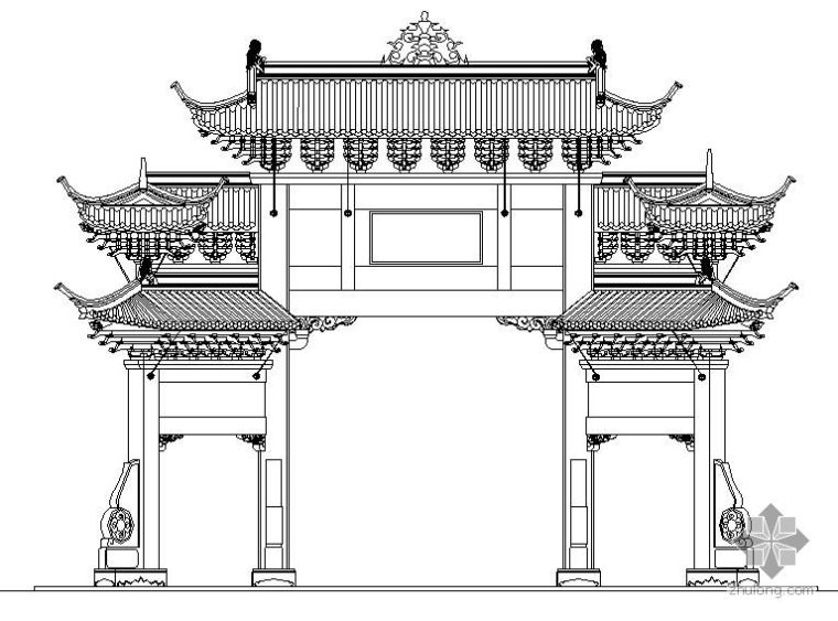 牌坊全套施工图图片资料下载-某公园入口牌坊施工图全套