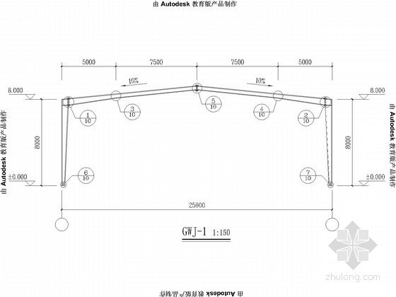 25米空心板施工图资料下载-25米跨门式刚架厂房结构施工图