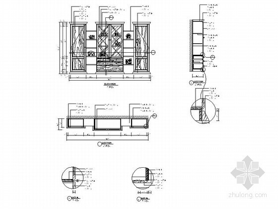 家装CAD酒柜立面资料下载-成品定制玻璃酒柜立面详图