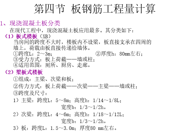 板钢筋工程量计算-混凝土板分类