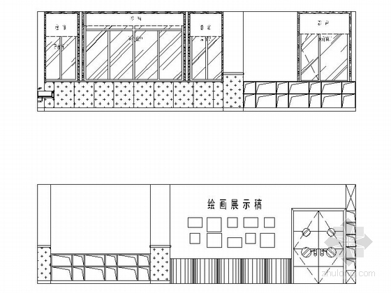 [新疆]维吾尔自治区清新现代风格幼儿园CAD装修施工图（含效果）美劳馆立面图