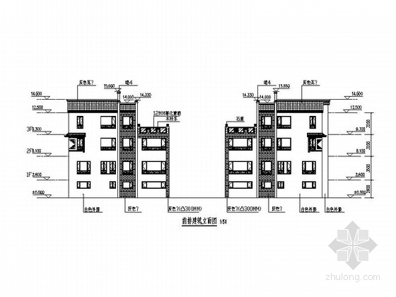 [福建]中式风格四合院建筑方案（含效果图）-中式风格四合院建筑方案立面图 