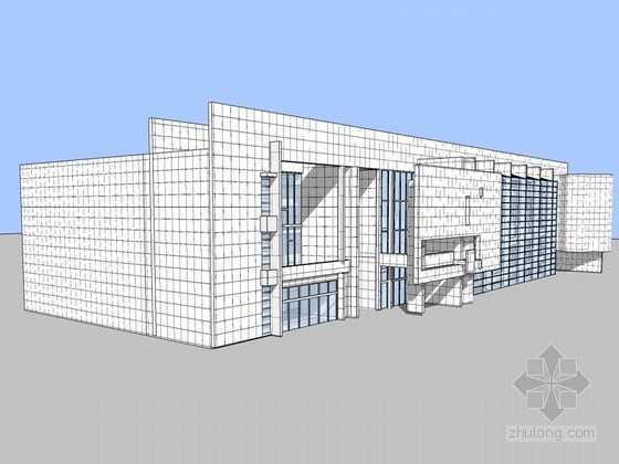 McGee艺术中心资料下载-艺术中心建筑SketchUp模型下载