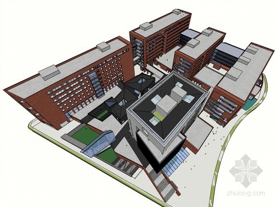 oulu大学主要建筑资料下载-大学建筑SketchUp模型下载