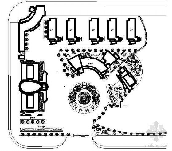办公中心绿化资料下载-某楼群中心景观绿化图