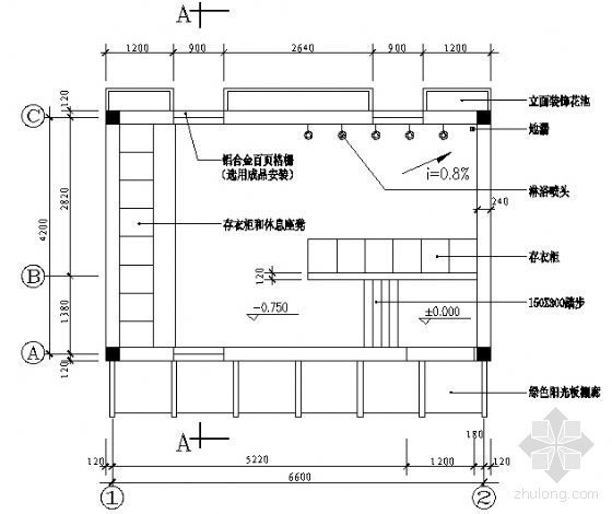 游泳池更衣室设计图资料下载-游泳池更衣室建施详图