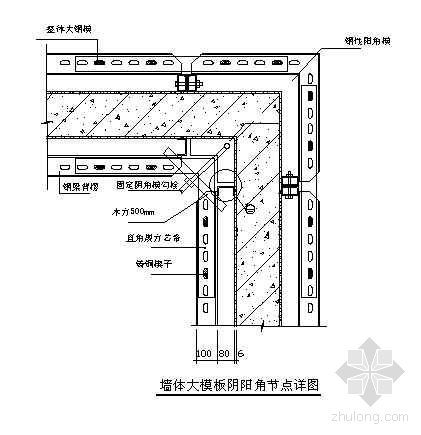 定型阴阳角模板资料下载-北京某住宅项目墙体大模板阴阳角节点详图