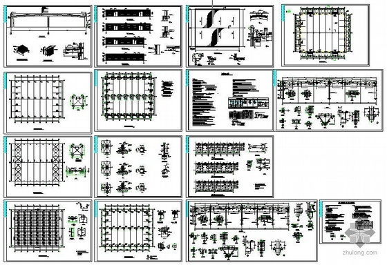 双跨厂房建筑结构图资料下载-某36M双跨门式钢架单层厂房图纸