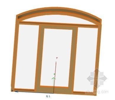 拱形木桥3d模型资料下载-拱形门，带2侧窗，顶窗 ArchiCAD模型