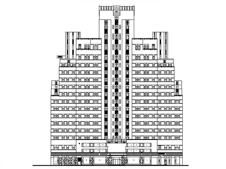 酒店室内平面布局图资料下载-[上海]高层对称式布局酒店综合体建筑施工图（含效果图）