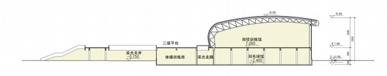 [江苏]椭圆形钢结构乙级大屋面体育馆建筑设计方案文本-椭圆形钢结构乙级大屋面体育馆建筑剖面图