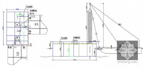 高60m水中钢筋混凝土灌注桩柱施工方案59页（水上平台 钢栈桥）-钢筋笼吊装图