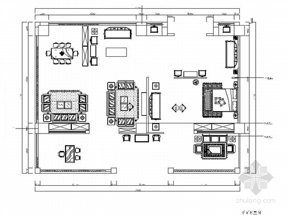 中式家具展厅CAD平面资料下载-[上海]中式风格家具展厅室内装修施工图