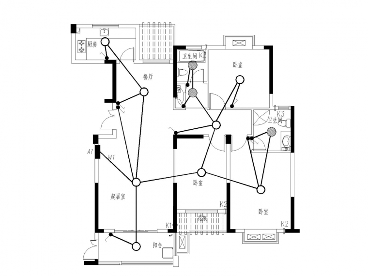 [江西]住宅小区全套电气设计施工图-B户型照明平面图.jpg