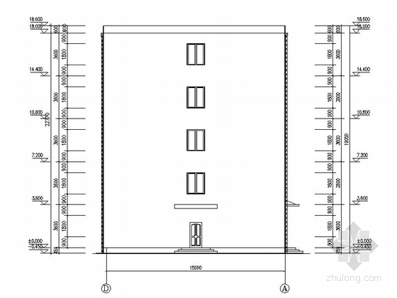 [陕西]五层框架结构单身公寓毕业课程设计方案图（含计算书等相关文件）-五层框架结构单身公寓建筑立面图