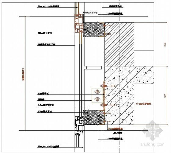 铝板幕墙滴水做法资料下载-玻璃幕墙层间节点做法详图