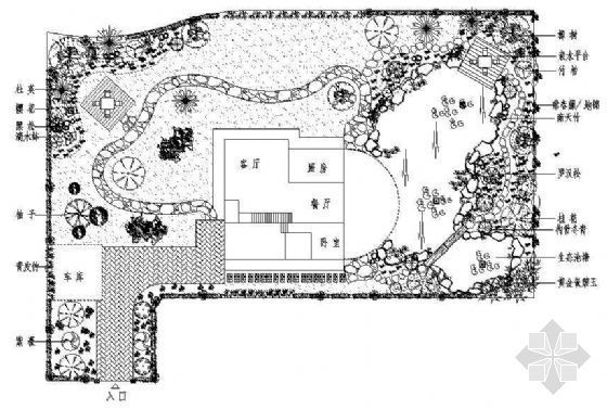 私人别墅庭院景观案例资料下载-某私人别墅景观方案总平面图