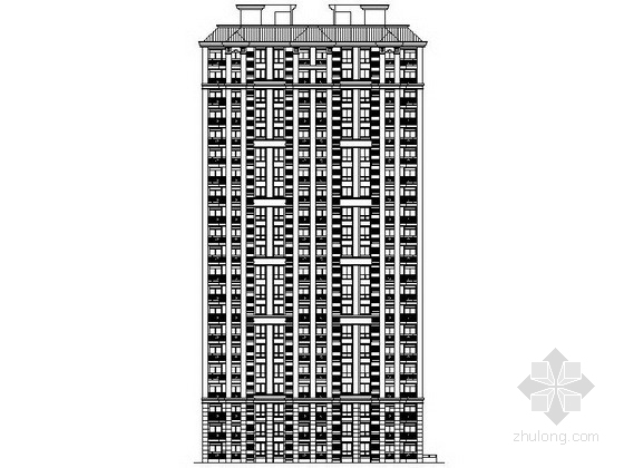 两梯六户蝶形住宅资料下载-[上海]汤臣某二十一层二梯六户简欧式住宅建筑方案图