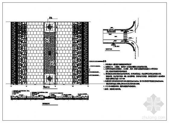 道路做法dwg资料下载-步行街道路铺装做法节点构造详图