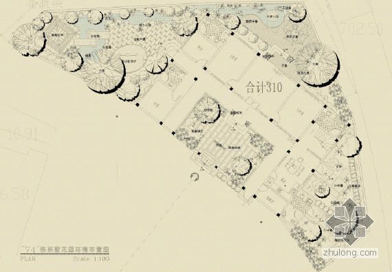 别墅楼顶花园设计图资料下载-某别墅花园设计图2