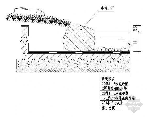 园林溪涧设计图资料下载-溪涧大样二