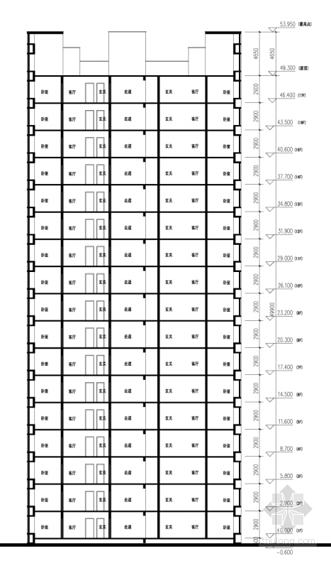 [四川]现代风格高层保障性住宅区规划设计方案文本（含CAD）-现代风格高层保障性住宅区规划剖面图
