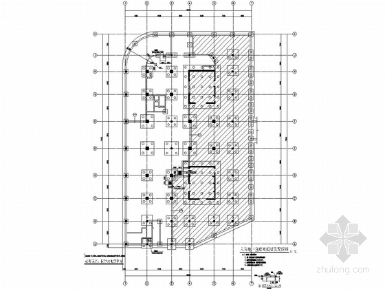 [江苏]14层框剪结构环境监测中心办公楼建筑结构施工图-人防地下室底板模板及配筋图